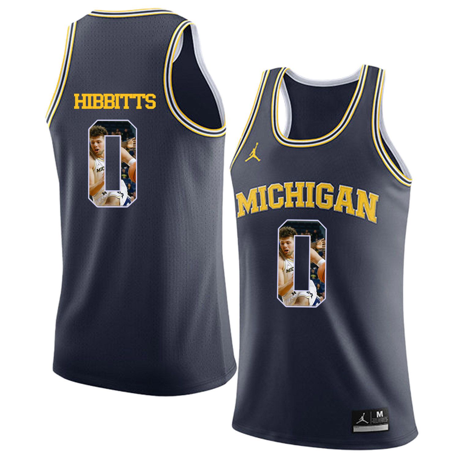 Men Jordan University of Michigan Basketball Navy #0 Hibbitts Fashion Edition Customized NCAA Jerseys->chicago bears->NFL Jersey
